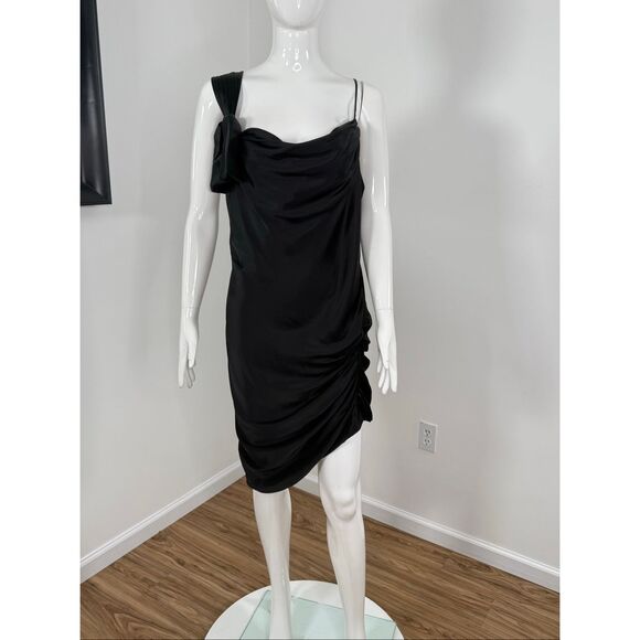 Cinq a Sept Womens Venus Silk Asymmetric Sleeveless Mini Dress Black Size 16 - Picture 5 of 10
